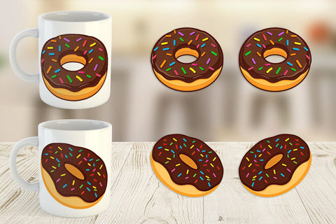 Mug Wrap Chocolate Donut Sublimation artnoy 
