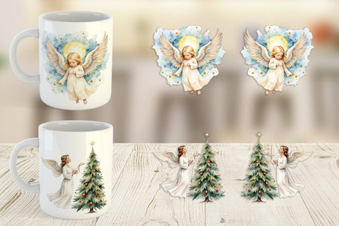Mug Wrap Christmas Angels Sublimation artnoy 