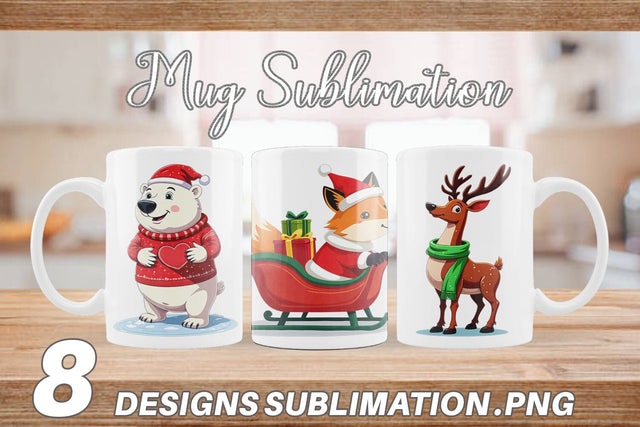Mug Wrap Christmas Animals Sublimation artnoy 