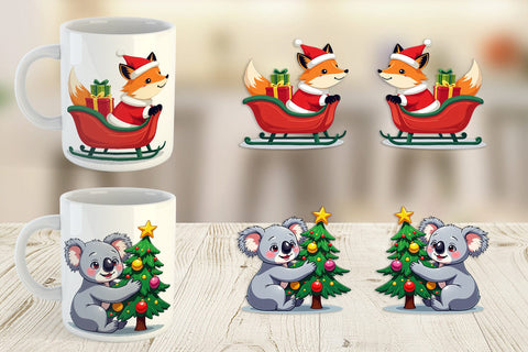Mug Wrap Christmas Animals Sublimation artnoy 