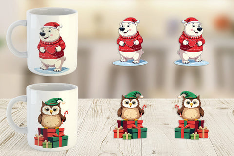 Mug Wrap Christmas Animals Sublimation artnoy 