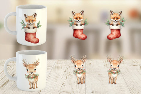 Mug Wrap Christmas Baby Animals Sublimation artnoy 