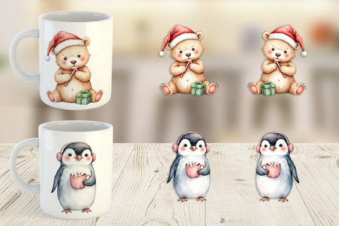 Mug Wrap Christmas Baby Animals Sublimation artnoy 