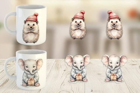 Mug Wrap Christmas Baby Animals Sublimation artnoy 