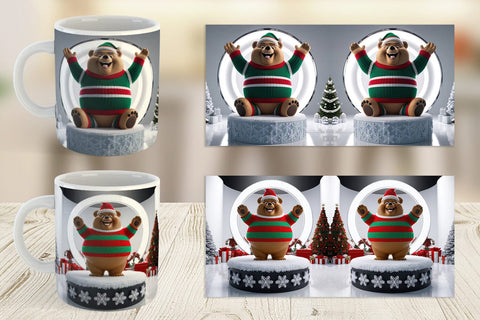 Mug Wrap Christmas Bear Sublimation artnoy 