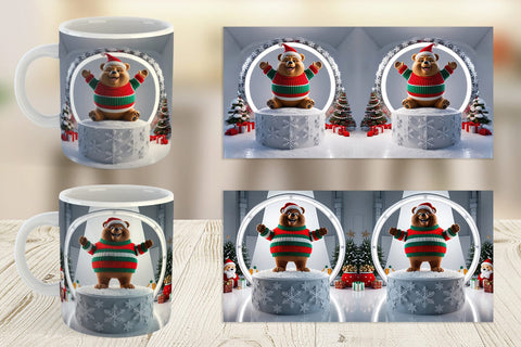 Mug Wrap Christmas Bear Sublimation artnoy 