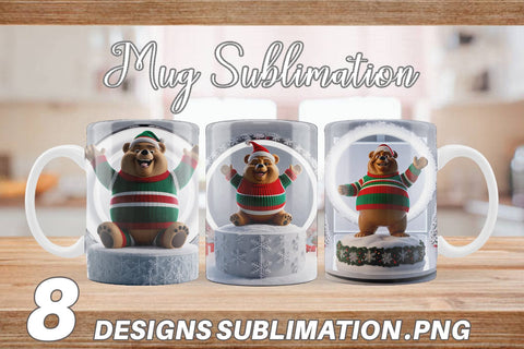 Mug Wrap Christmas Bear Sublimation artnoy 