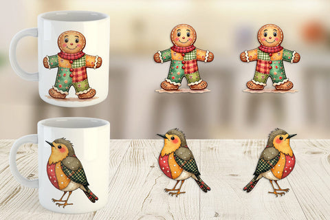 Mug Wrap Christmas Cartoon Patchwork Sublimation artnoy 