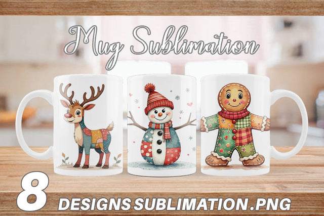 Mug Wrap Christmas Cartoon Patchwork Sublimation artnoy 