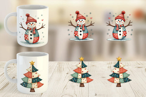 Mug Wrap Christmas Cartoon Patchwork Sublimation artnoy 
