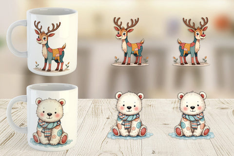 Mug Wrap Christmas Cartoon Patchwork Sublimation artnoy 