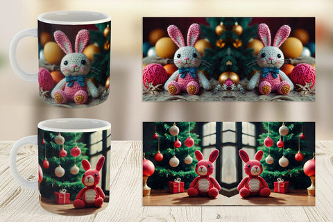Mug Wrap Christmas Crochet Bunny Sublimation artnoy 