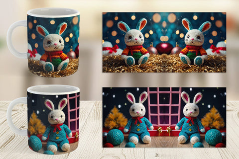 Mug Wrap Christmas Crochet Bunny Sublimation artnoy 