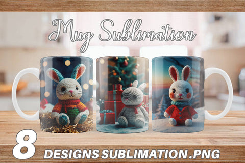 Mug Wrap Christmas Crochet Bunny Sublimation artnoy 