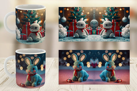 Mug Wrap Christmas Crochet Bunny Sublimation artnoy 