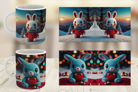 Mug Wrap Christmas Crochet Bunny Sublimation artnoy 