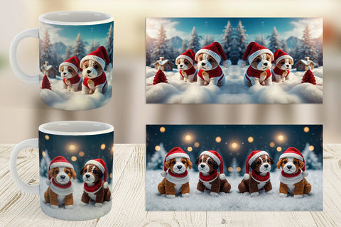 Mug Wrap Christmas Crochet Dog Sublimation artnoy 