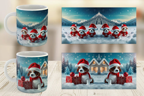 Mug Wrap Christmas Crochet Dog Sublimation artnoy 