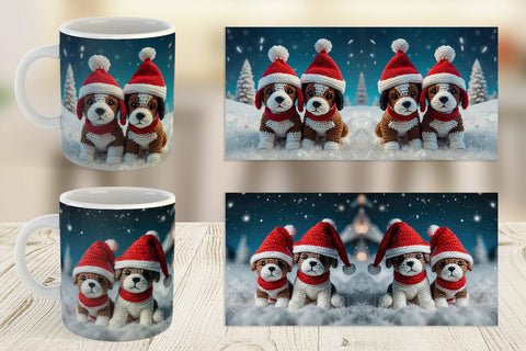 Mug Wrap Christmas Crochet Dog Sublimation artnoy 