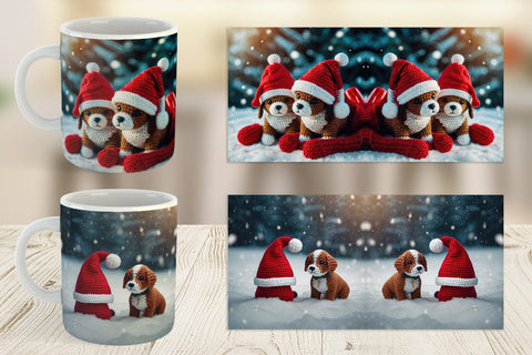 Mug Wrap Christmas Crochet Dog Sublimation artnoy 