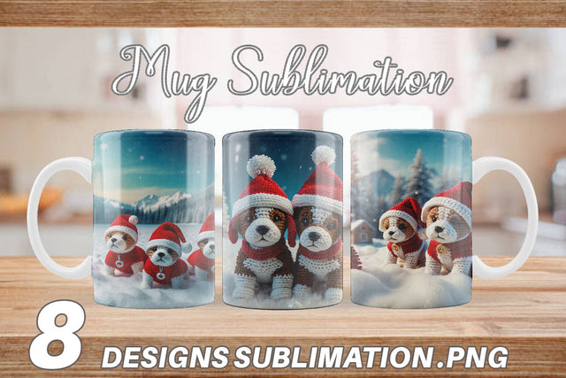Mug Wrap Christmas Crochet Dog Sublimation artnoy 