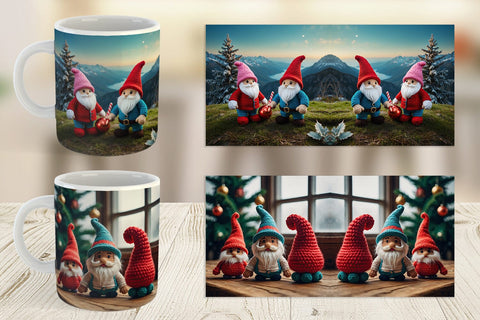 Mug Wrap Christmas Crochet Gnomes Sublimation artnoy 