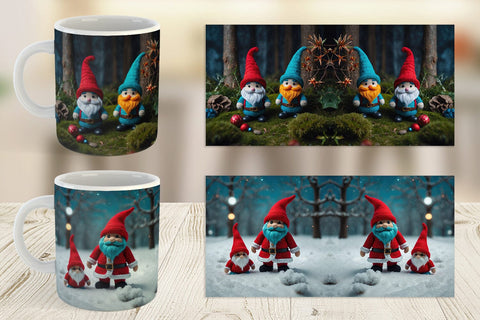 Mug Wrap Christmas Crochet Gnomes Sublimation artnoy 