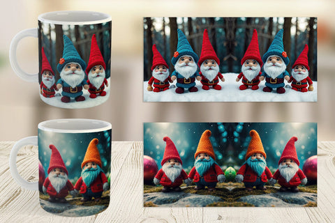 Mug Wrap Christmas Crochet Gnomes Sublimation artnoy 