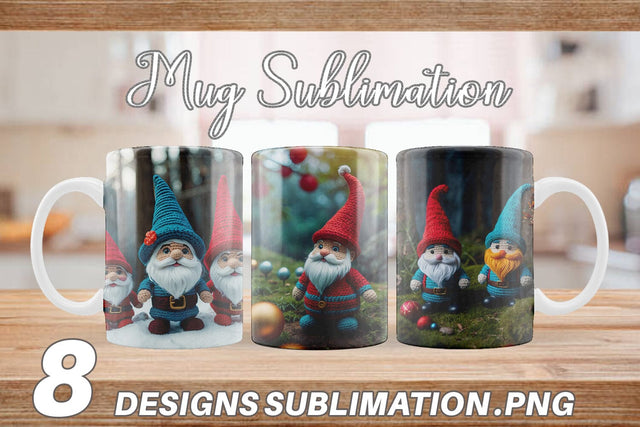 Mug Wrap Christmas Crochet Gnomes Sublimation artnoy 