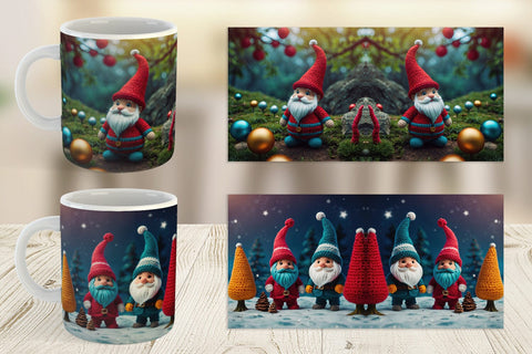 Mug Wrap Christmas Crochet Gnomes Sublimation artnoy 