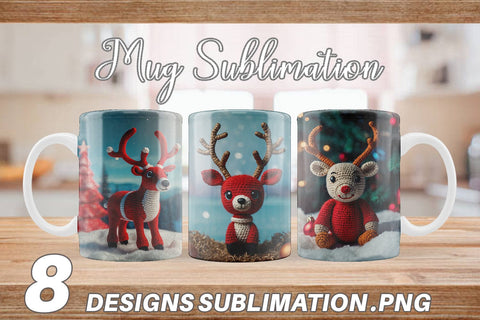 Mug Wrap Christmas Crochet Rudolph Sublimation artnoy 