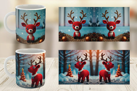 Mug Wrap Christmas Crochet Rudolph Sublimation artnoy 