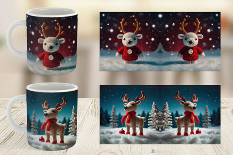 Mug Wrap Christmas Crochet Rudolph Sublimation artnoy 