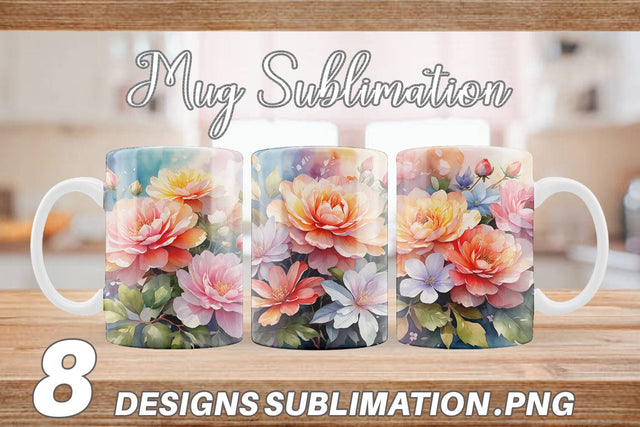Mug Wrap Christmas Flowers Sublimation artnoy 
