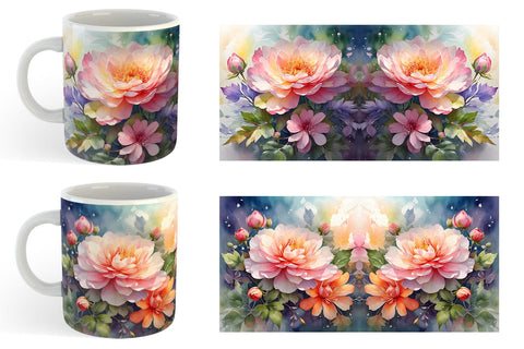 Mug Wrap Christmas Flowers Sublimation artnoy 