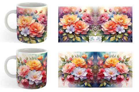 Mug Wrap Christmas Flowers Sublimation artnoy 