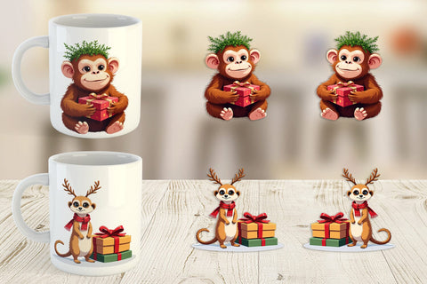 Mug Wrap Christmas Jungle Animals Sublimation artnoy 