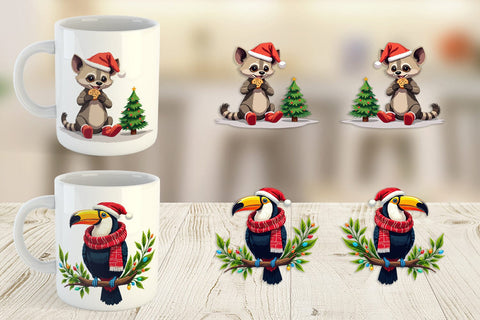 Mug Wrap Christmas Jungle Animals Sublimation artnoy 