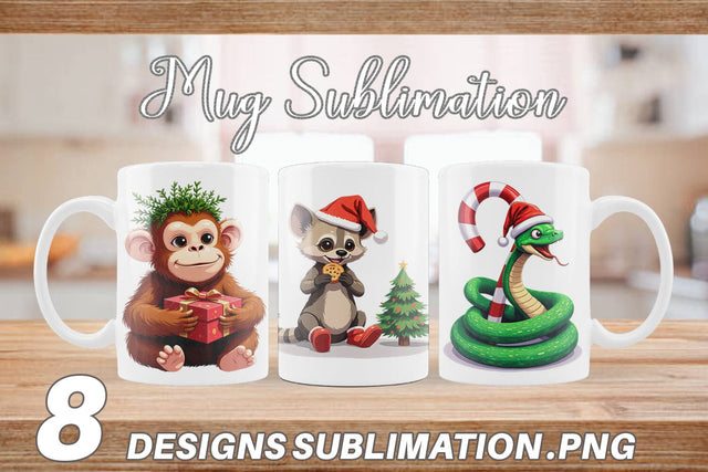 Mug Wrap Christmas Jungle Animals Sublimation artnoy 