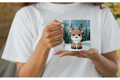 Mug Wrap Christmas Kawaii Reindeer Sublimation artnoy 