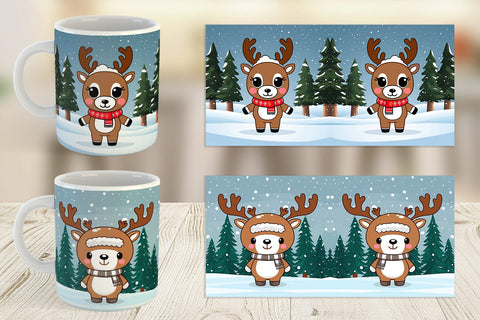Mug Wrap Christmas Kawaii Reindeer Sublimation artnoy 