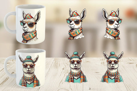 Mug Wrap Christmas Llama Sublimation artnoy 