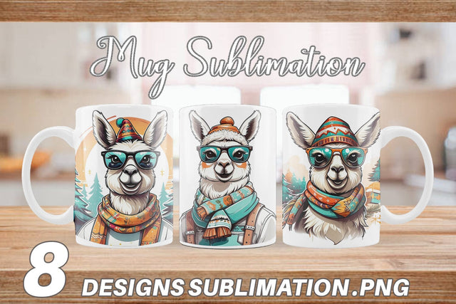 Mug Wrap Christmas Llama Sublimation artnoy 