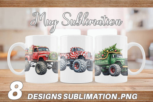 Mug Wrap Christmas Monster Truck Sublimation artnoy 
