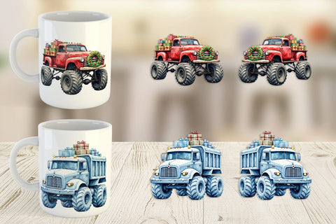 Mug Wrap Christmas Monster Truck Sublimation artnoy 