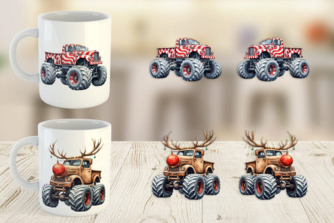 Mug Wrap Christmas Monster Truck Sublimation artnoy 