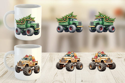Mug Wrap Christmas Monster Truck Sublimation artnoy 