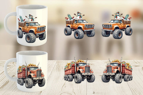 Mug Wrap Christmas Monster Truck Sublimation artnoy 