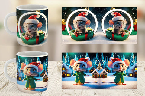 Mug Wrap Christmas Mouse Sublimation artnoy 
