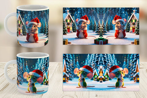 Mug Wrap Christmas Mouse Sublimation artnoy 